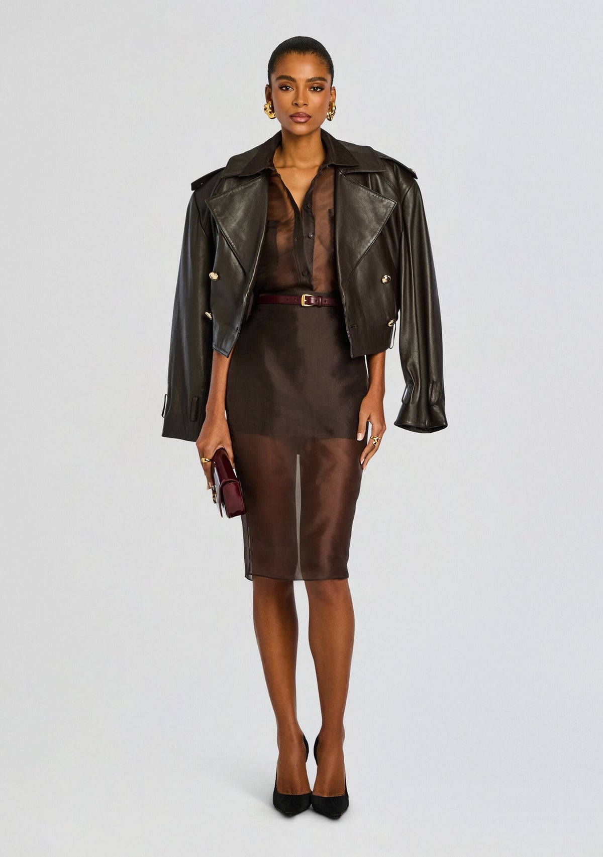Estella Silk Top by SEROYA in Ash Brown, product image 2