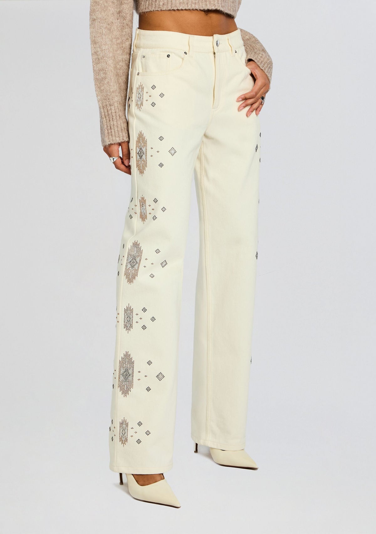 Marinda Embroidered Jean by retrofête in Snowcap, product image 1