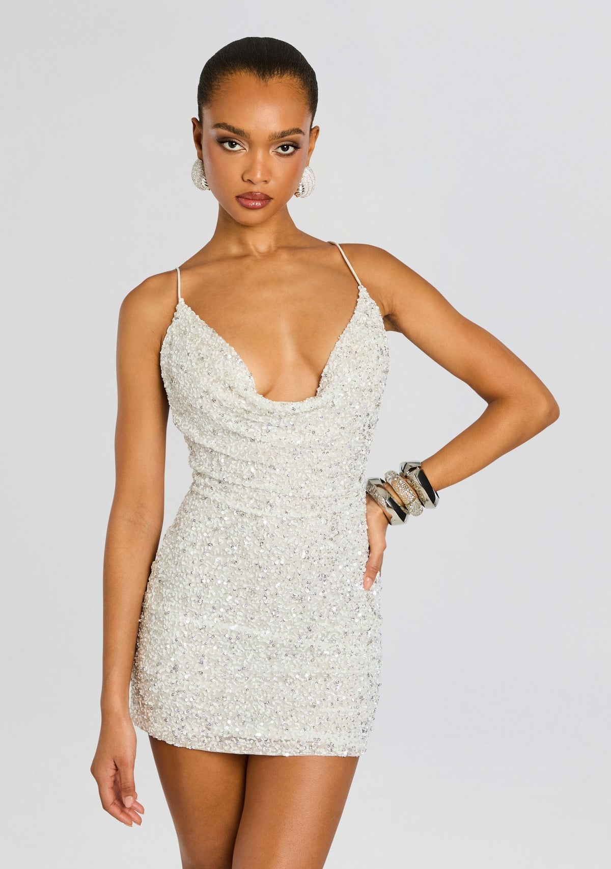 Mich Sequin Dress by retrofête in White, product image 5