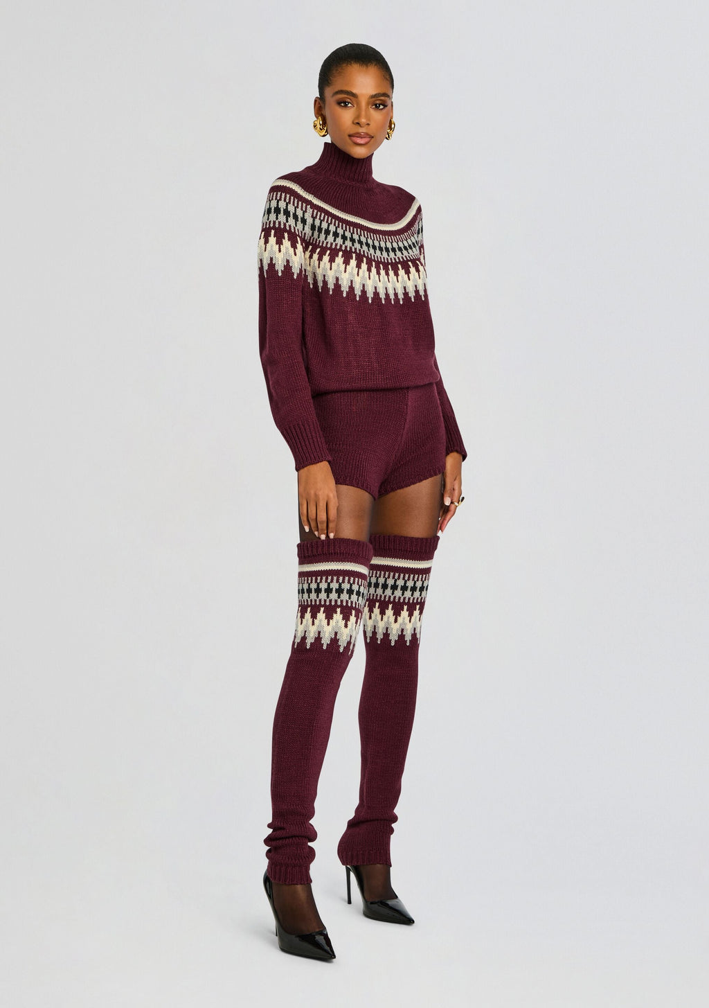 Rocky Knit Romper by SEROYA in Merlot Fairisle, product image 3