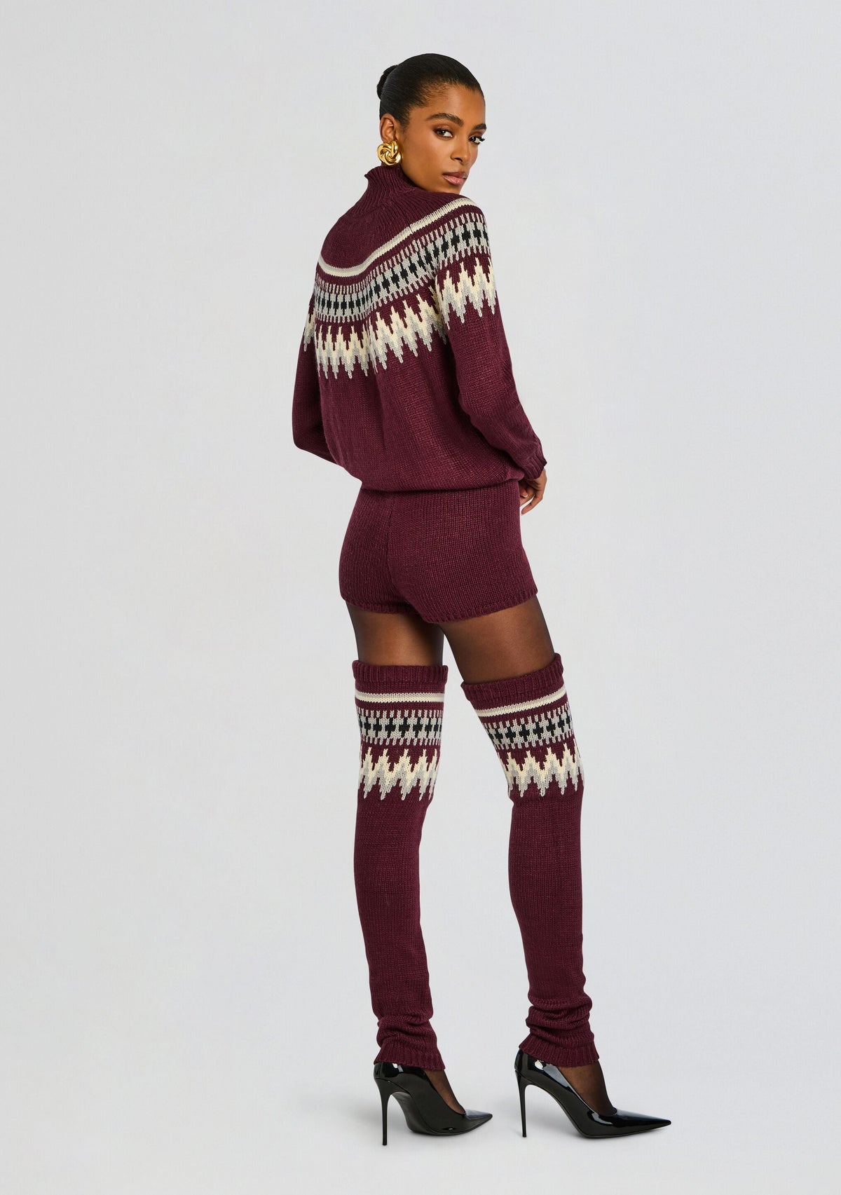 Rocky Knit Romper by SEROYA in Merlot Fairisle, product image 4
