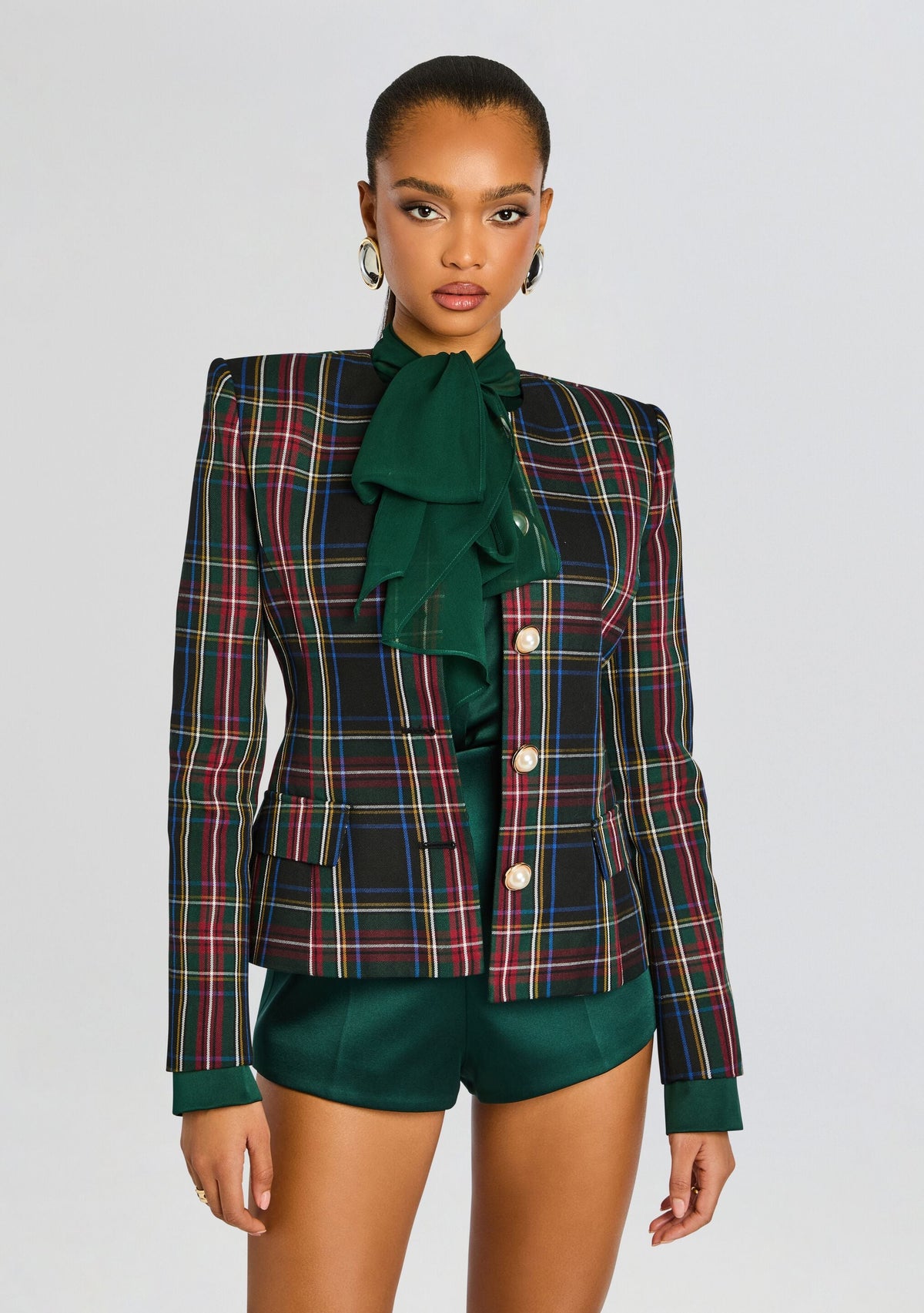 Rora Jacket by retrofête in Black Tartan, product image 1