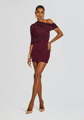Selma Mini Crepe Dress by SEROYA in Merlot, product image 1