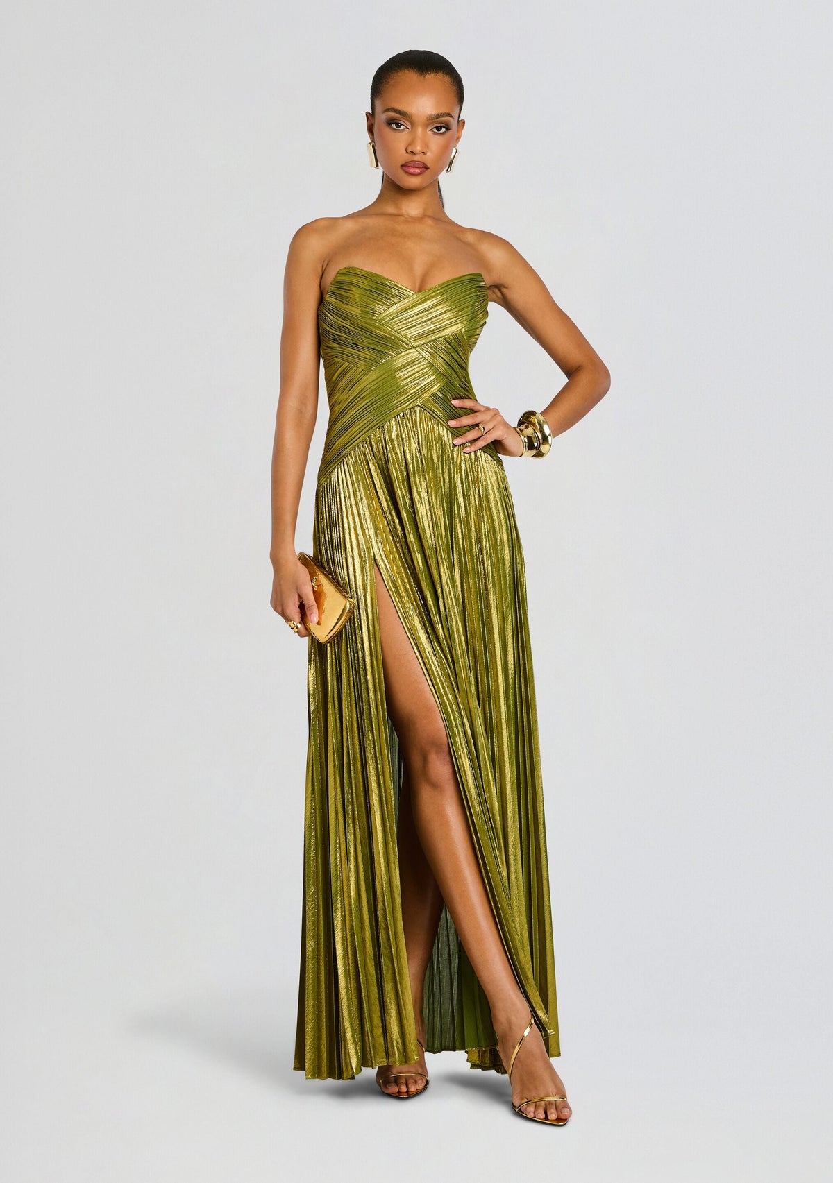 Stephie Dress by retrofête in Metallic Peridot, product image 1