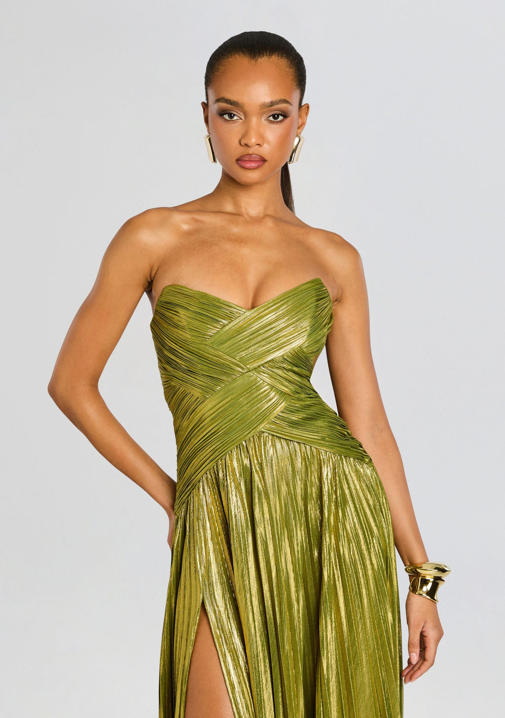 Stephie Dress by retrofête in Metallic Peridot, product image 5