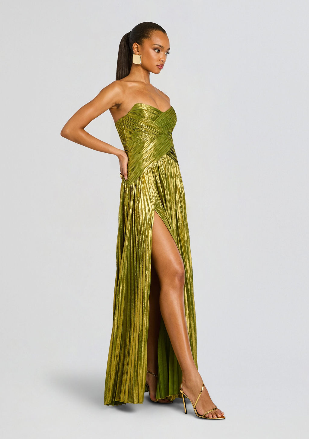Stephie Dress by retrofête in Metallic Peridot, product image 3