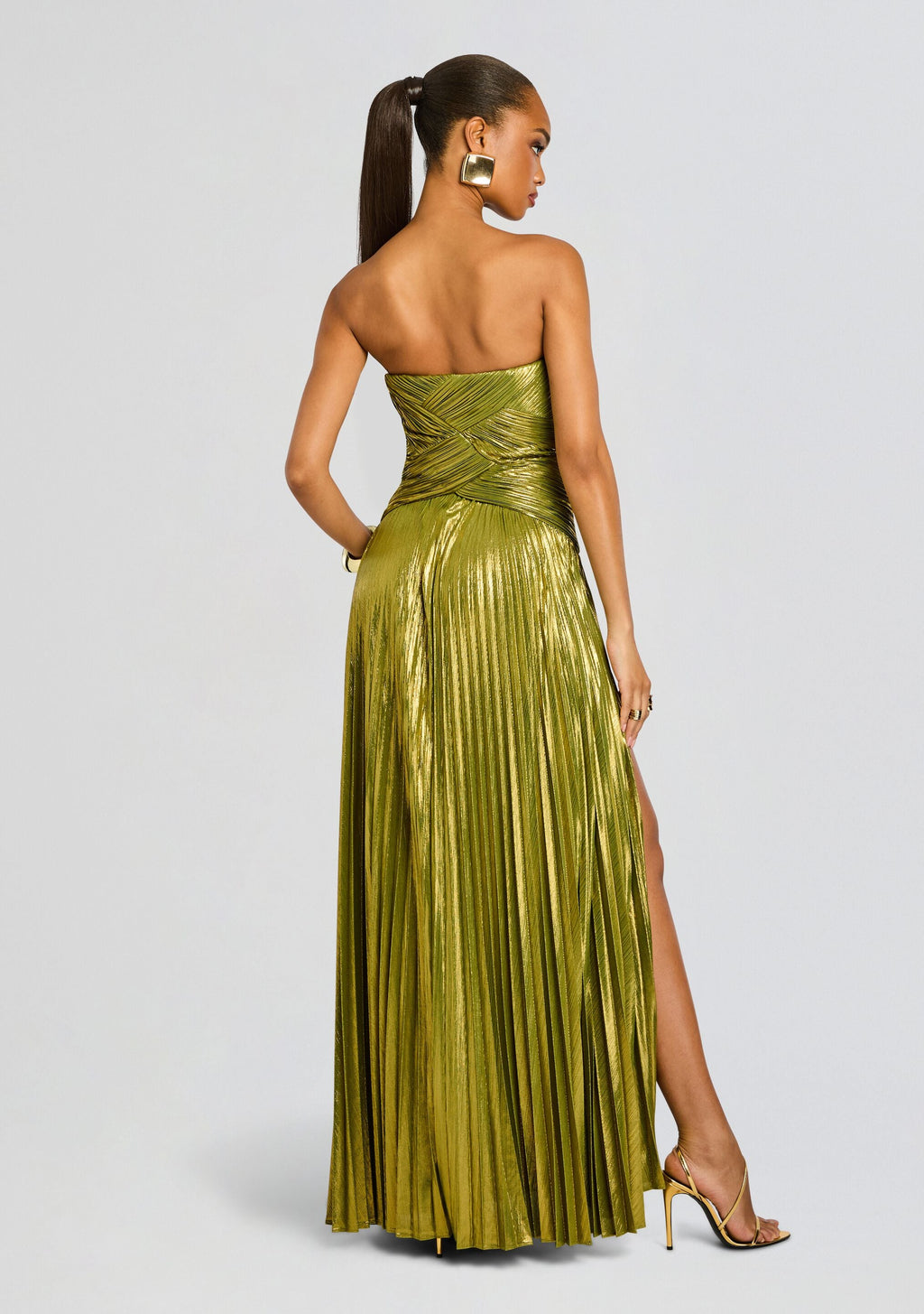 Stephie Dress by retrofête in Metallic Peridot, product image 4