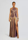 Thalia Dress by retrofête in Purple/Gold, product image 1