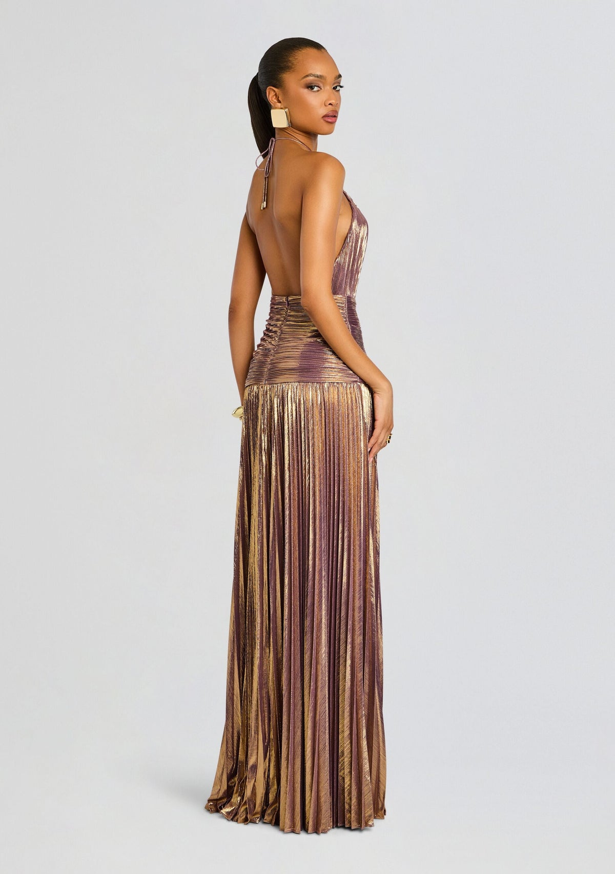 Thalia Dress by retrofête in Purple/Gold, product image 5