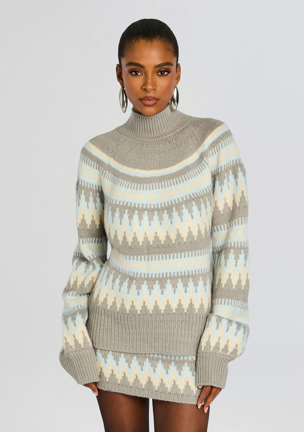 Tirza Sweater by SEROYA in Slate Grey Fairisle, product image 1