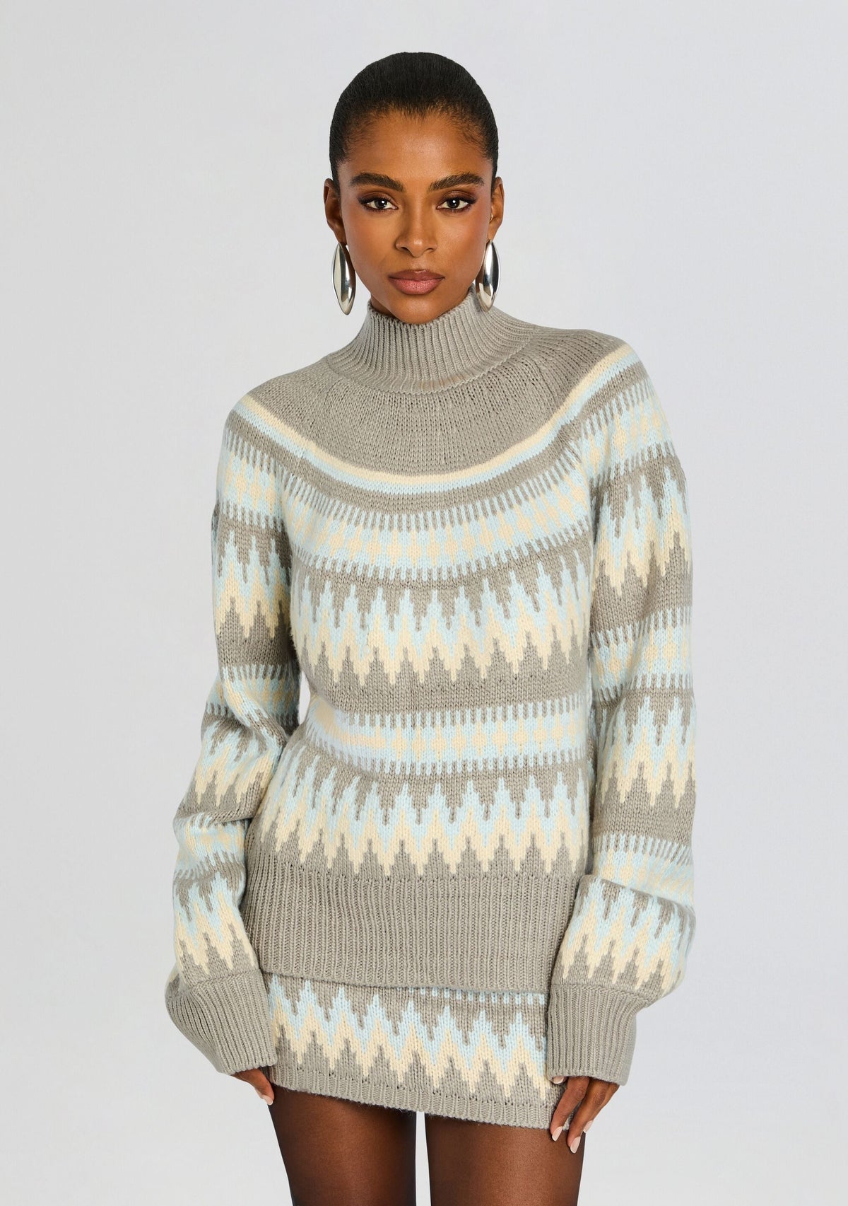 Tirza Sweater by SEROYA in Slate Grey Fairisle, product image 1