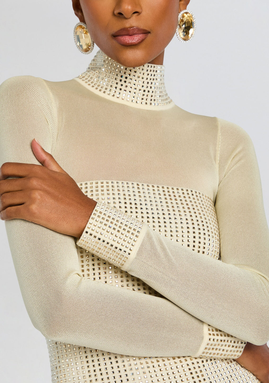 Willow Embellished Dress by retrofête in Winter White/Champagne, product image 3