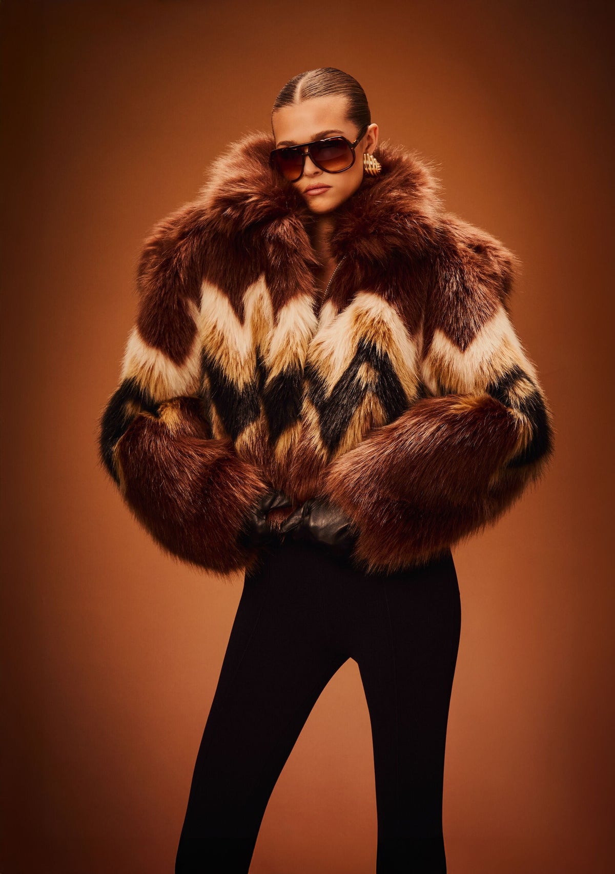 Ismay Faux Fur Bomber by retrofête in Multi, product image 2