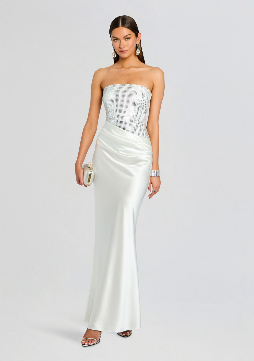Alexandra Embellished Dress by retrofête in White/Silver, product image 1