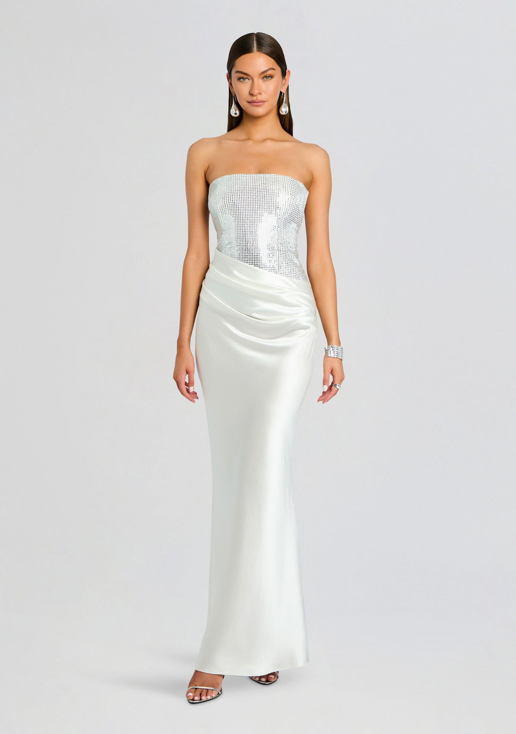 Alexandra Embellished Dress by retrofête in White/Silver, product image 5
