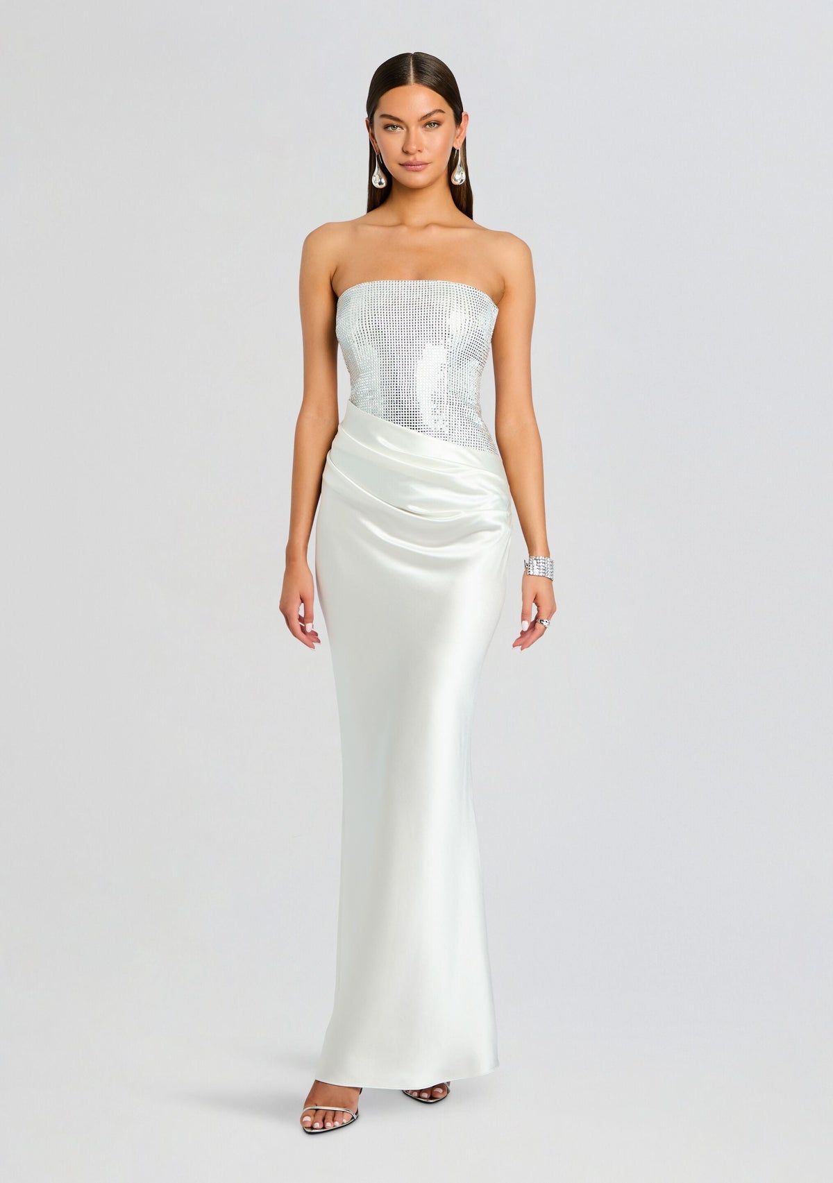Alexandra Embellished Dress by retrofête in White/Silver, product image 5