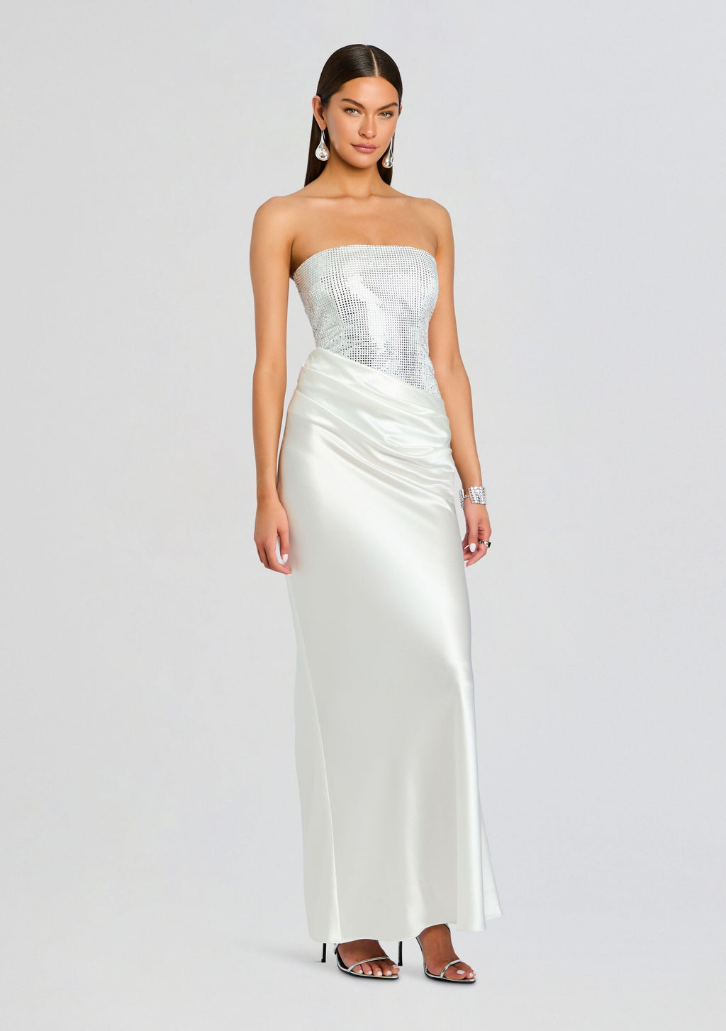 Alexandra Embellished Dress by retrofête in White/Silver, product image 3