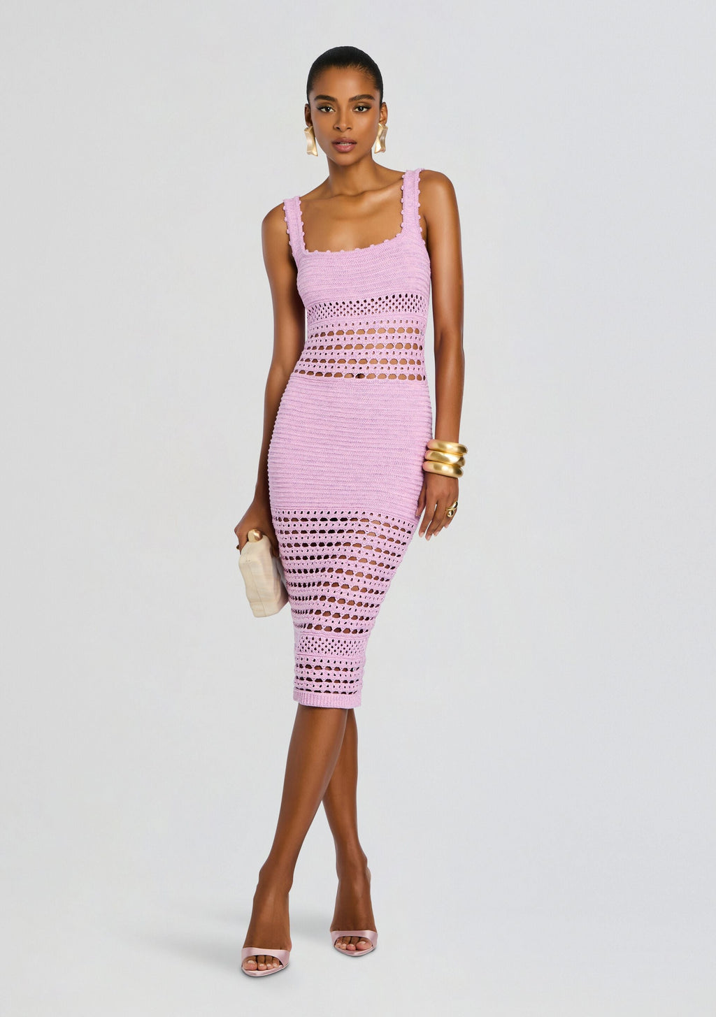 Avril Metallic Crochet Dress by retrofête in Metallic Lavande, product image 1
