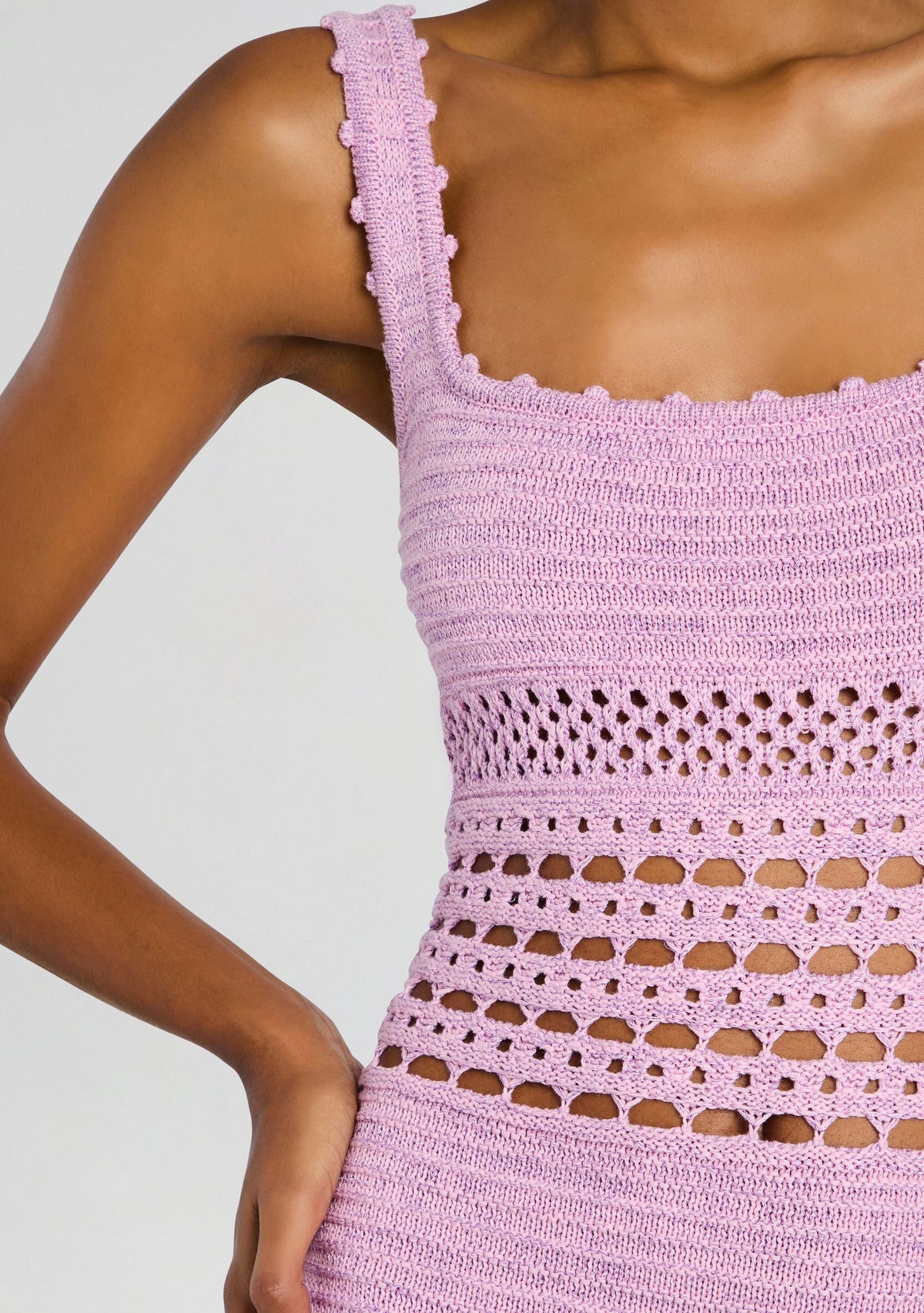 Avril Metallic Crochet Dress by retrofête in Metallic Lavande, product image 2
