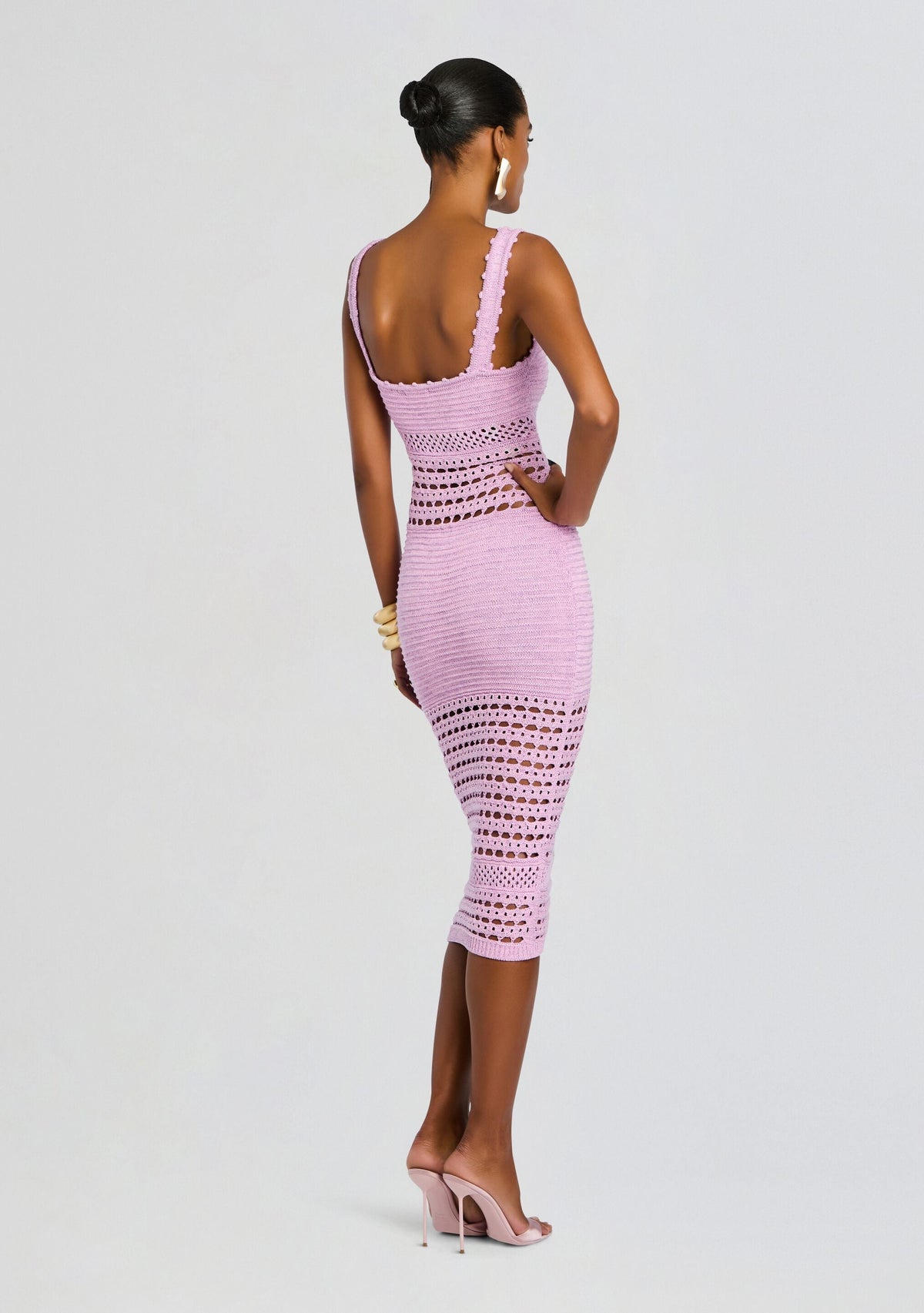 Avril Metallic Crochet Dress by retrofête in Metallic Lavande, product image 4