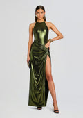Bronte Dress by retrofête in Metallic Army Green, product image 1