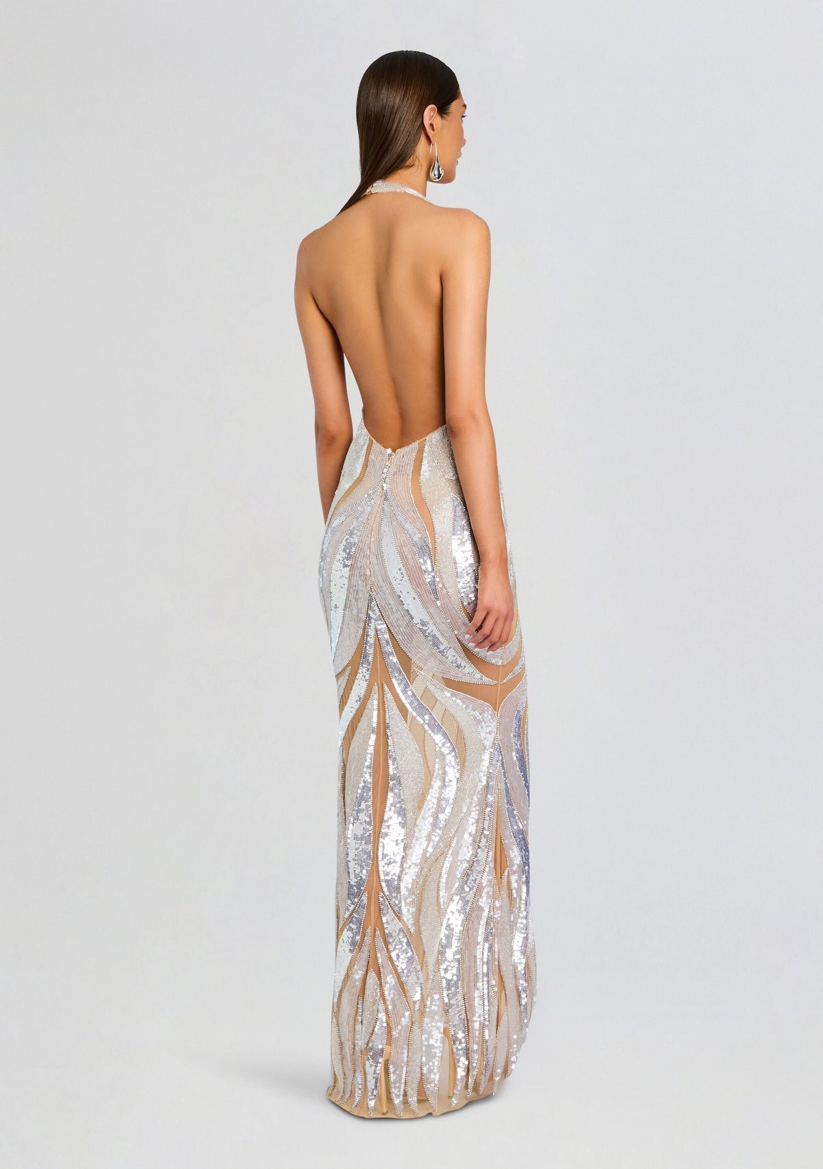 Emryn Embellished Dress by retrofête in Silver/Nude, product image 5