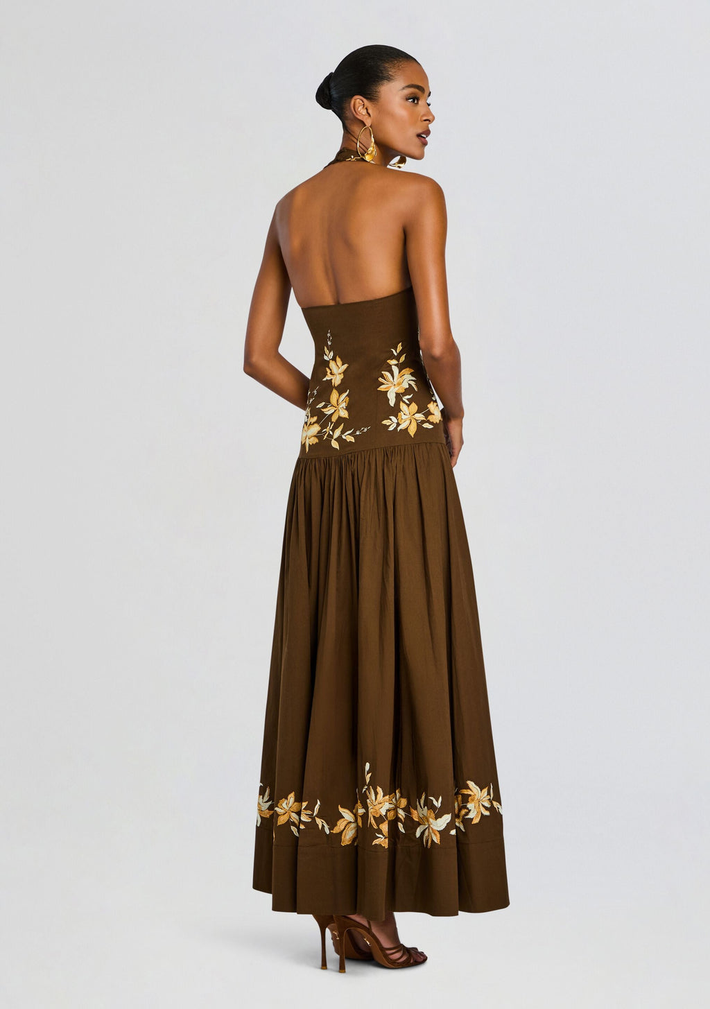 Bota Halter Maxi Dress by Hemant & Nandita in Brown, product image 4