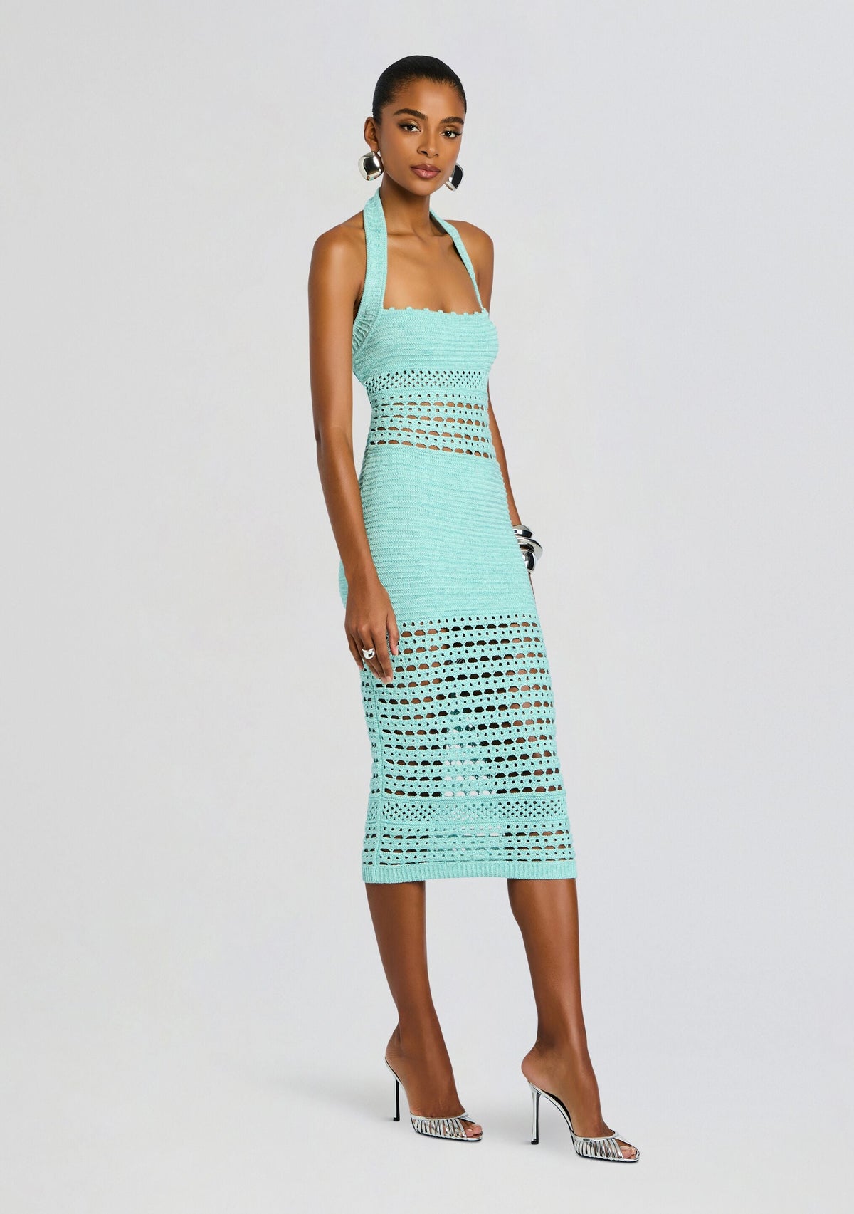 Jaycee Crochet Dress by retrofête in Metallic Seychelles, product image 4