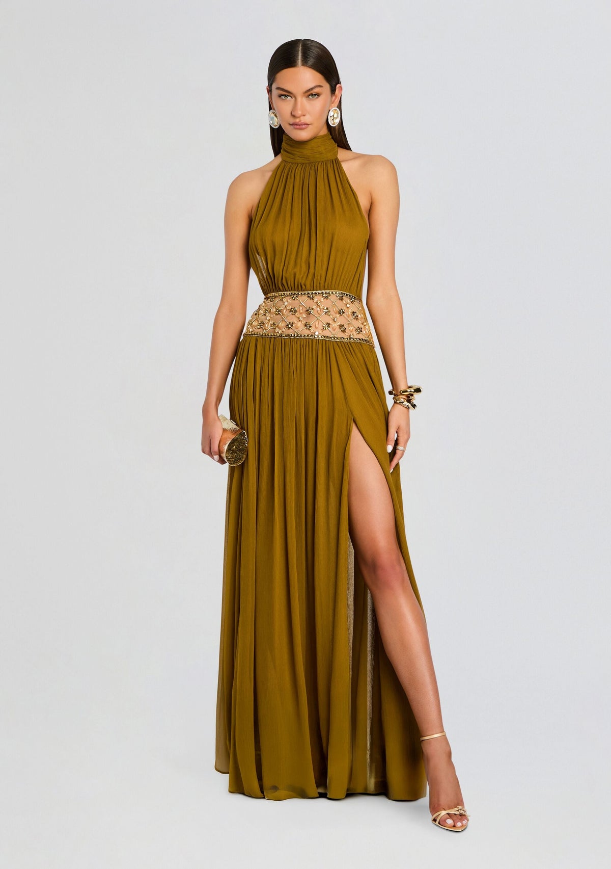 Kreeli Embellished Dress by retrofête in Ochre, product image 1