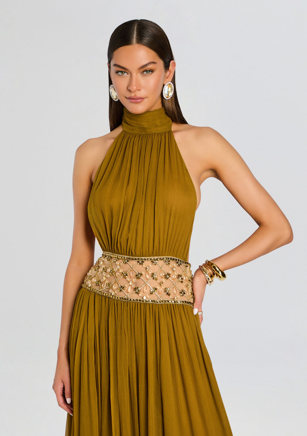 Kreeli Embellished Dress by retrofête in Ochre, product image 5