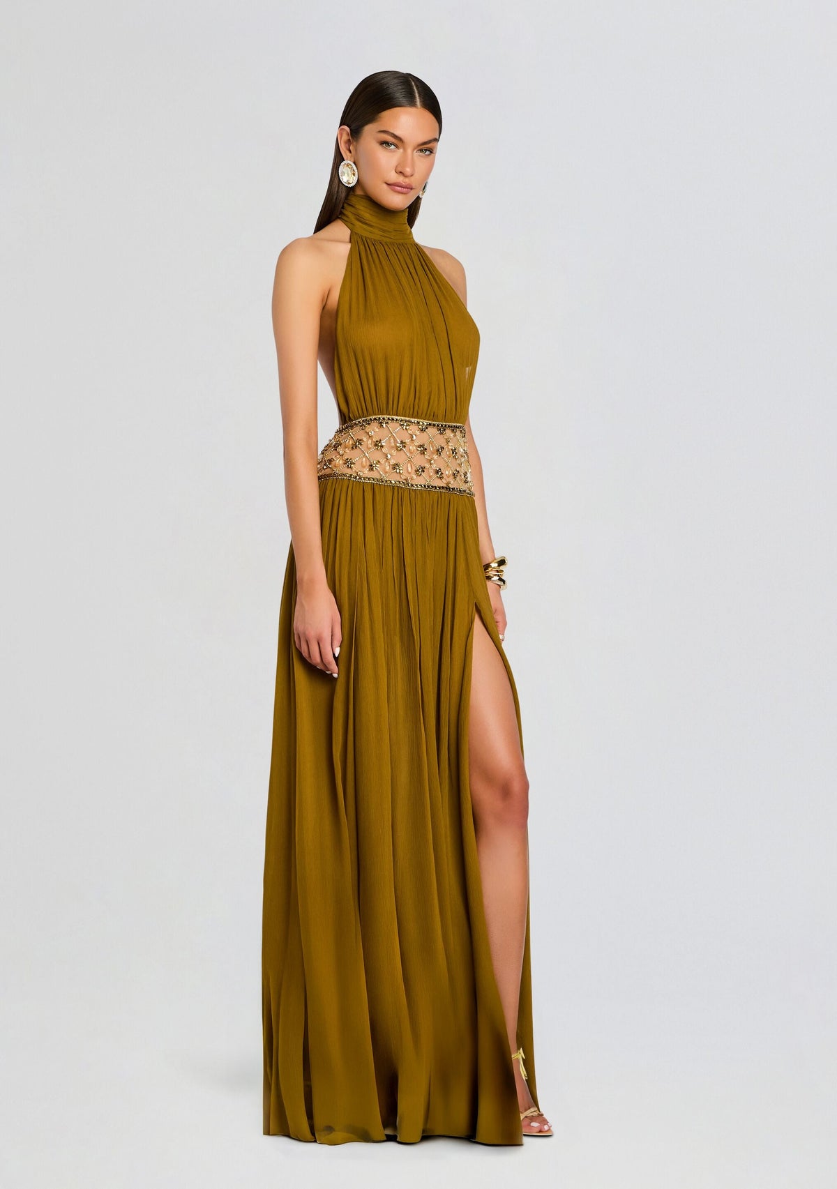 Kreeli Embellished Dress by retrofête in Ochre, product image 3