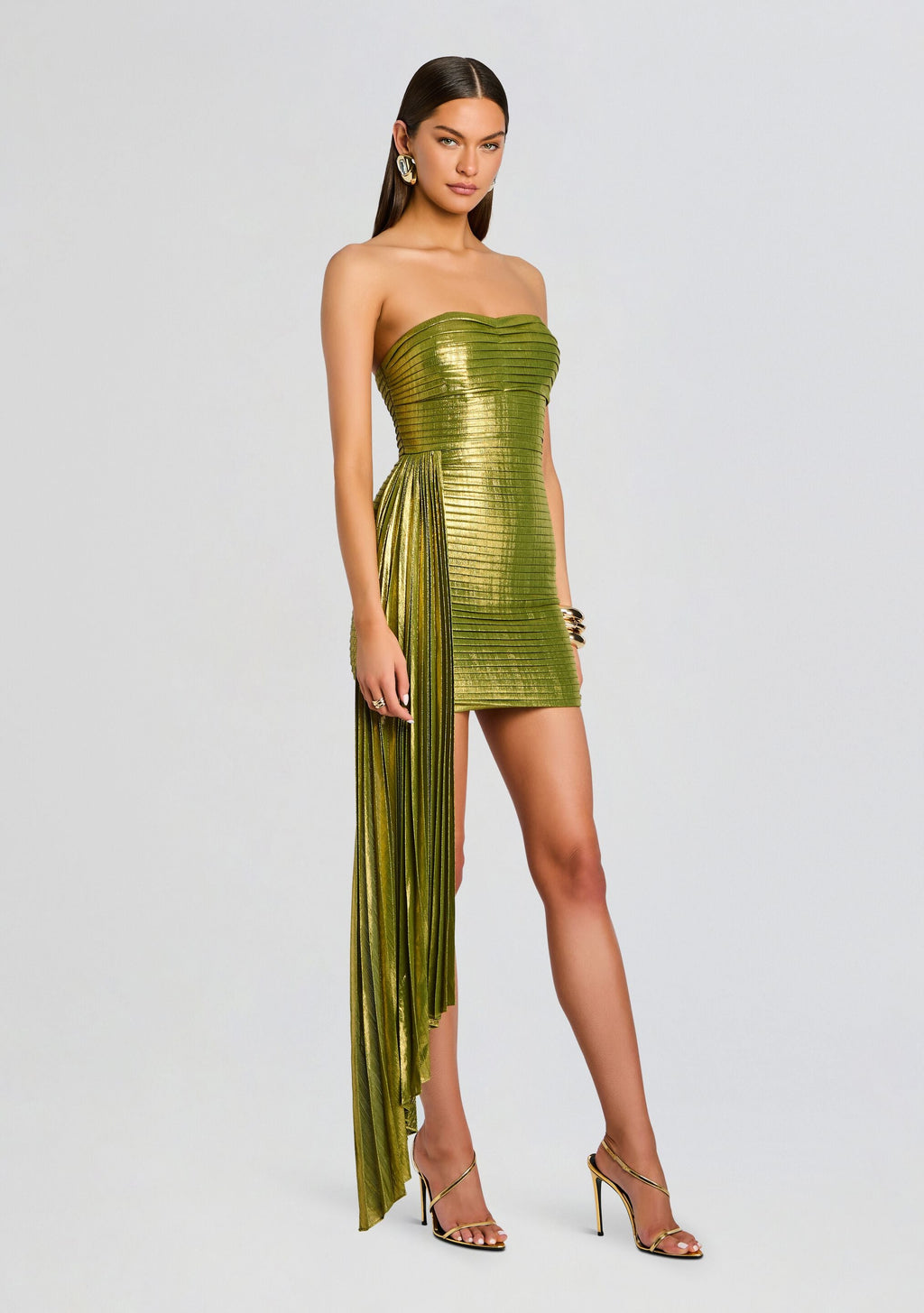 Marcy Dress by retrofête in Metallic Peridot, product image 3