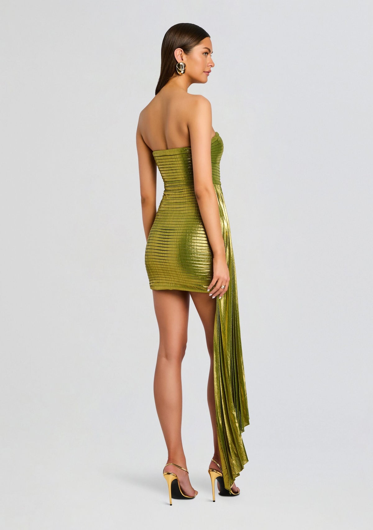 Marcy Dress by retrofête in Metallic Peridot, product image 4