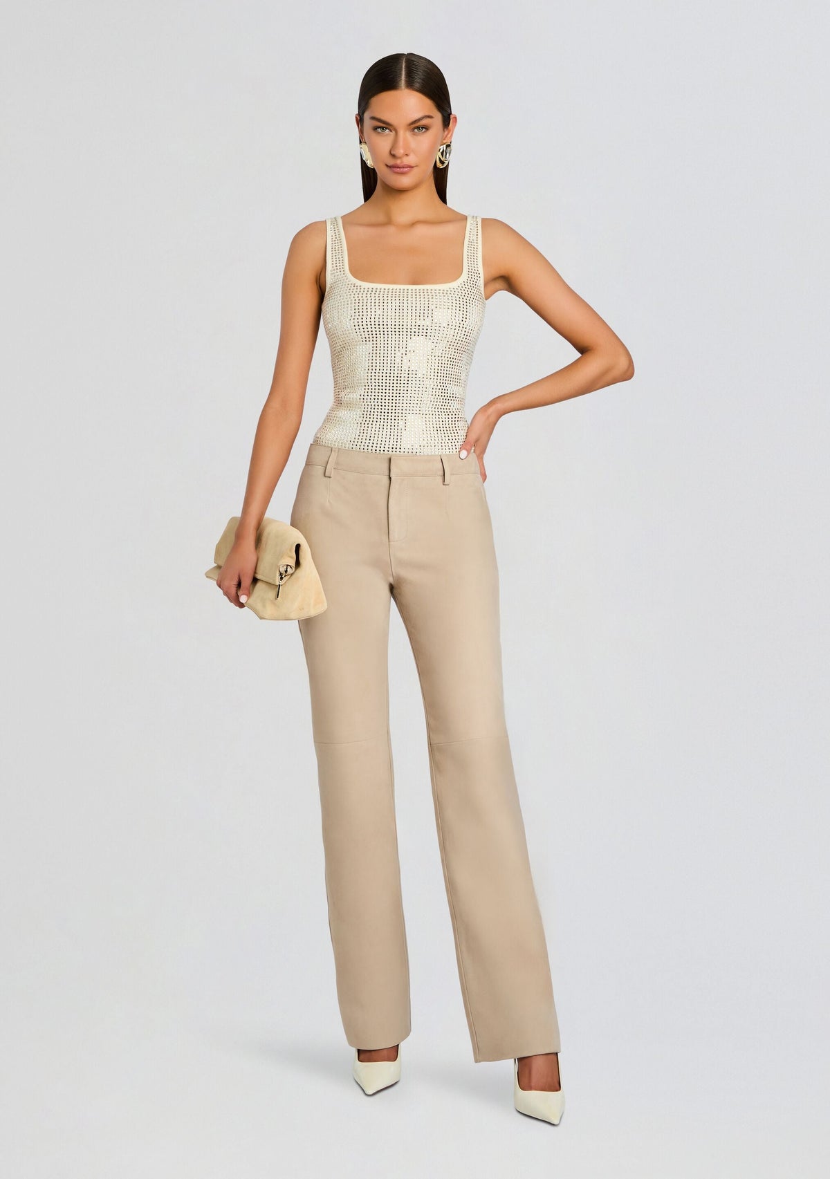 Marzia Embellished Top by retrofête in Winter White/Champagne, product image 2