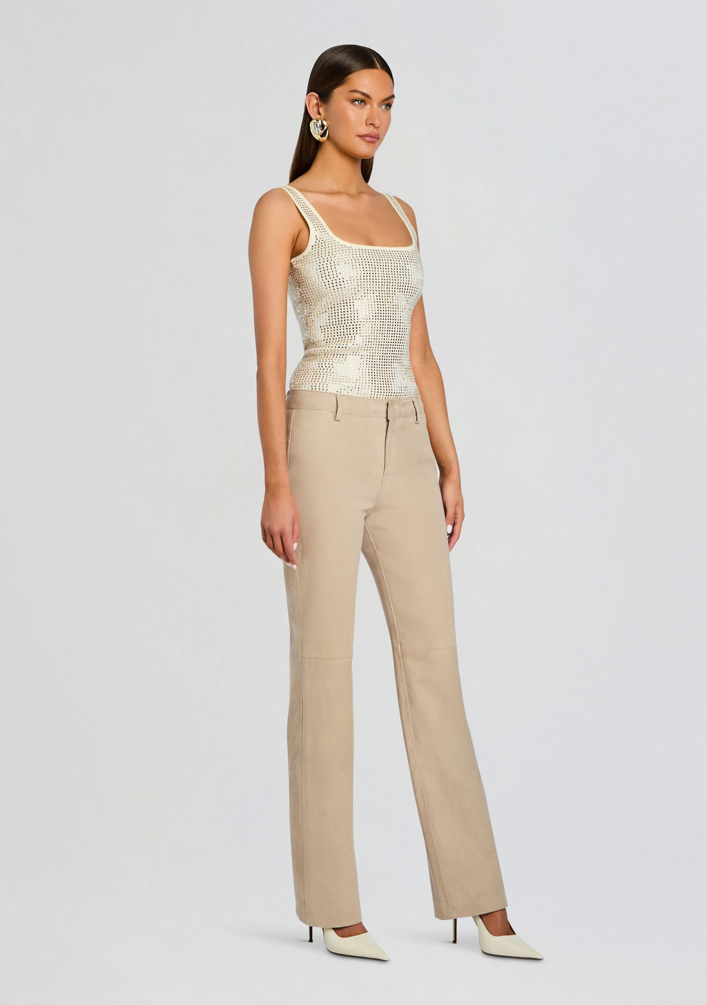 Marzia Embellished Top by retrofête in Winter White/Champagne, product image 4