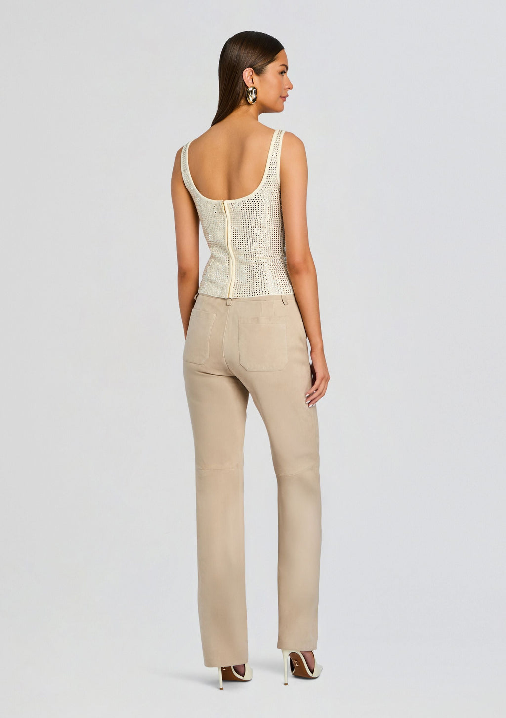 Marzia Embellished Top by retrofête in Winter White/Champagne, product image 5