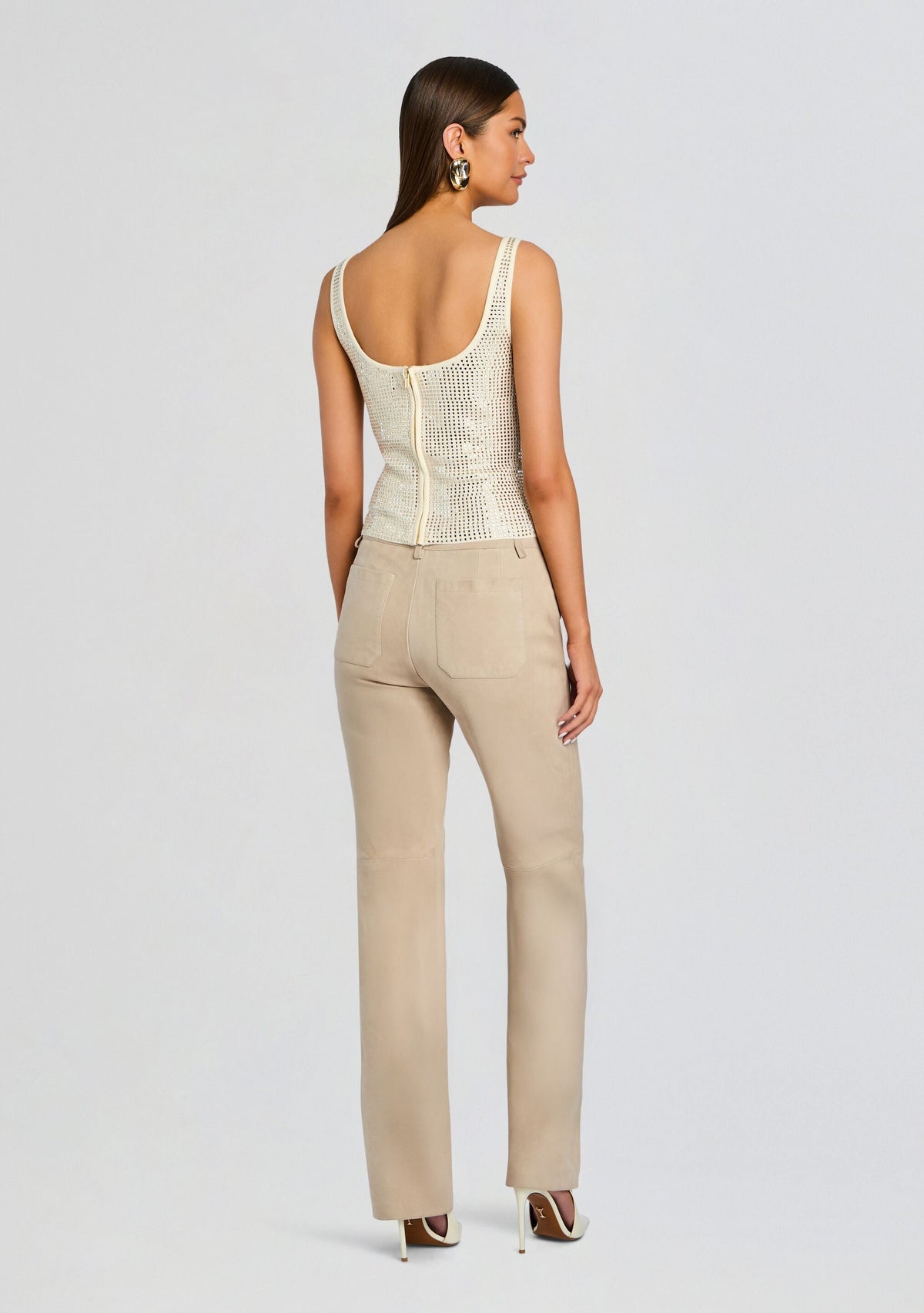 Marzia Embellished Top by retrofête in Winter White/Champagne, product image 5