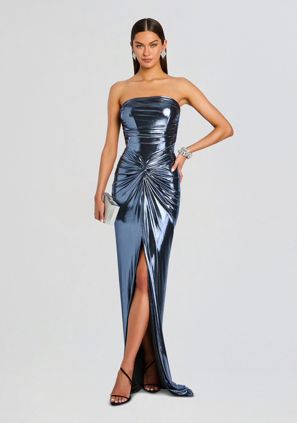 Maytal Dress by retrofête in Metallic Slate Blue, product image 1