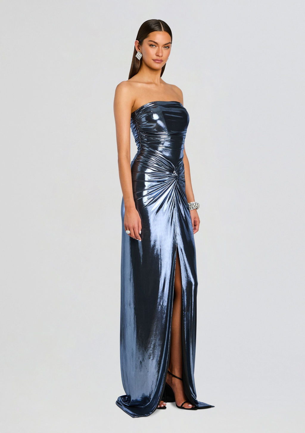 Maytal Dress by retrofête in Metallic Slate Blue, product image 3
