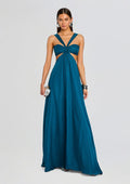Meira Chiffon Dress by retrofête in Teal, product image 1
