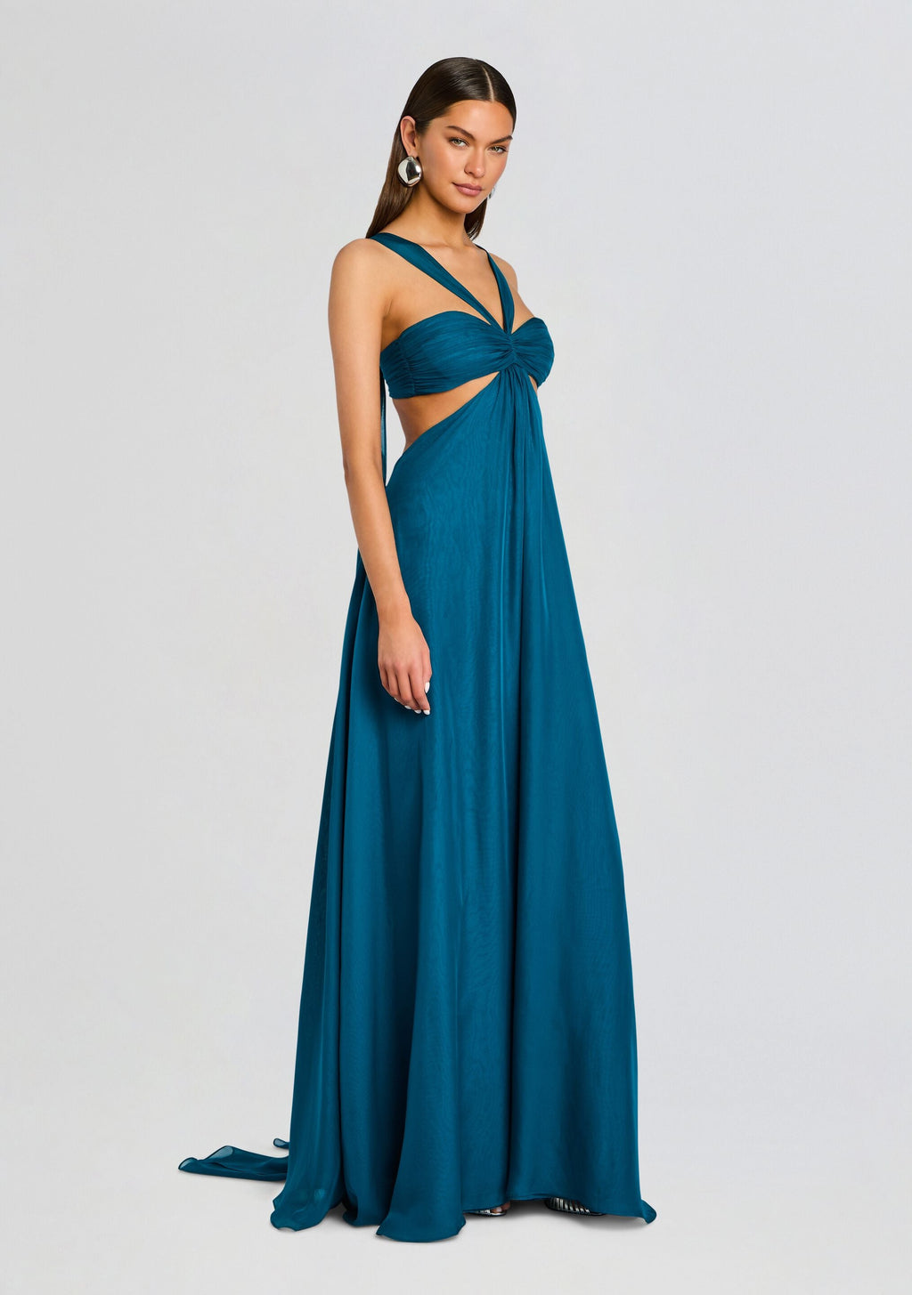 Meira Chiffon Dress by retrofête in Teal, product image 4