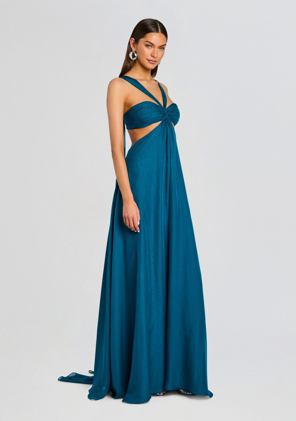 Meira Chiffon Dress by retrofête in Teal, product image 4