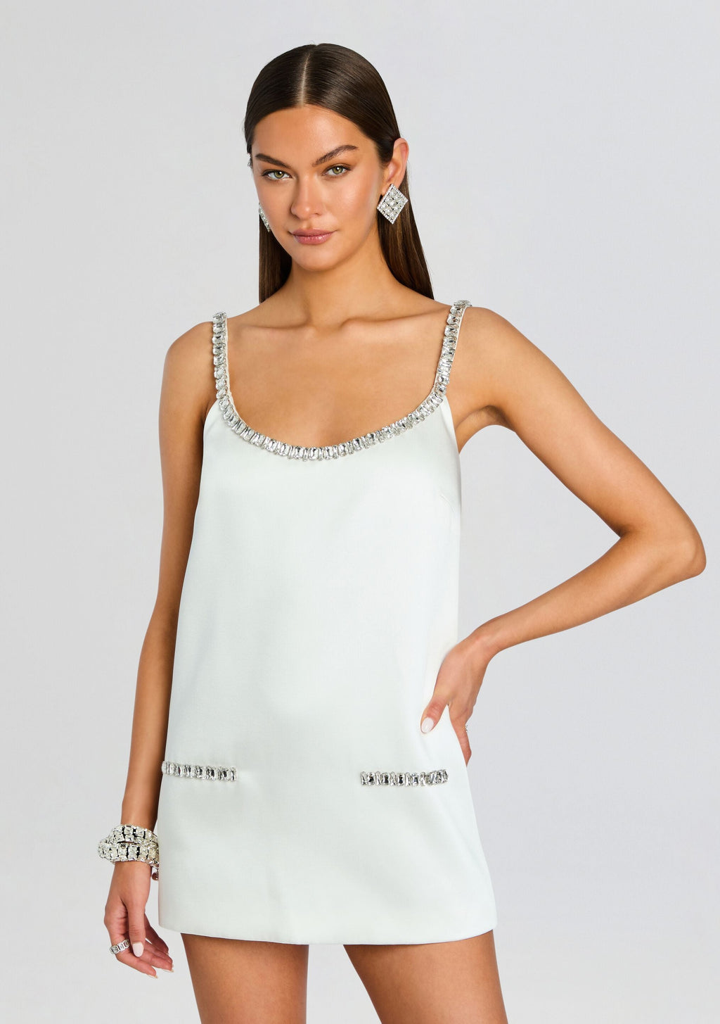 Reilly Embellished Dress by retrofête in White/Silver, product image 5