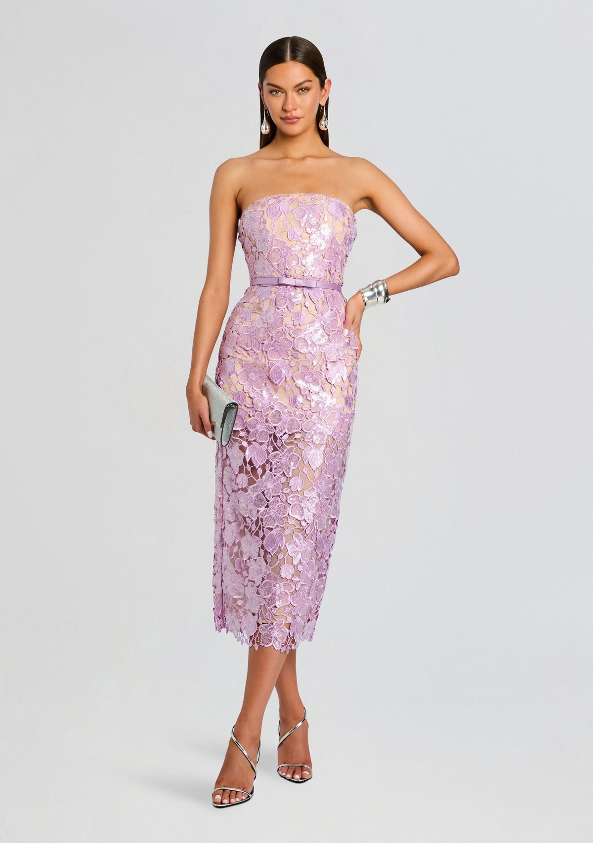 Rowena Sequin Lace Dress by retrofête in Lavande, product image 1