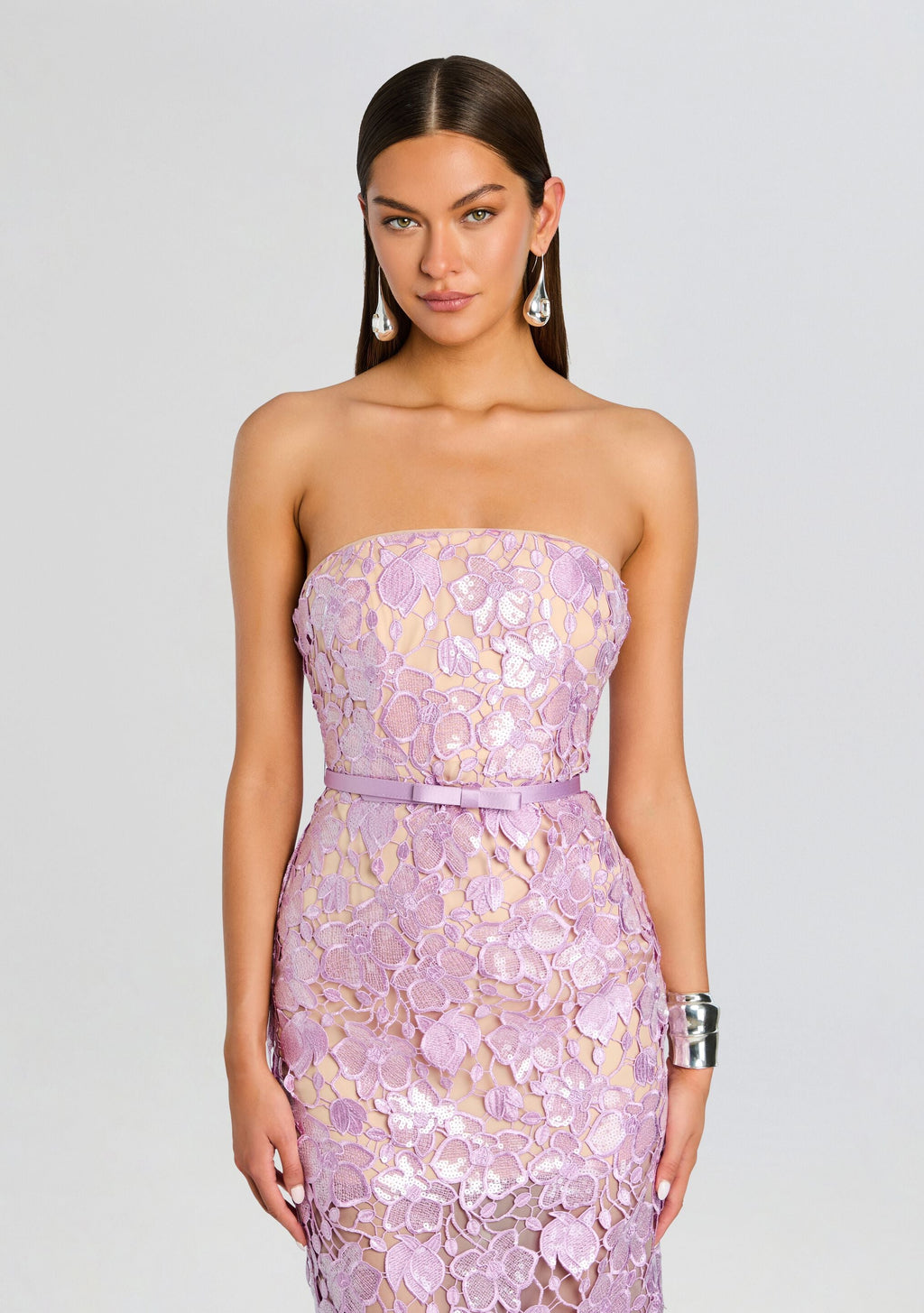 Rowena Sequin Lace Dress by retrofête in Lavande, product image 5