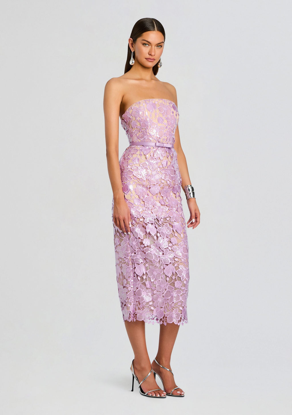 Rowena Sequin Lace Dress by retrofête in Lavande, product image 3