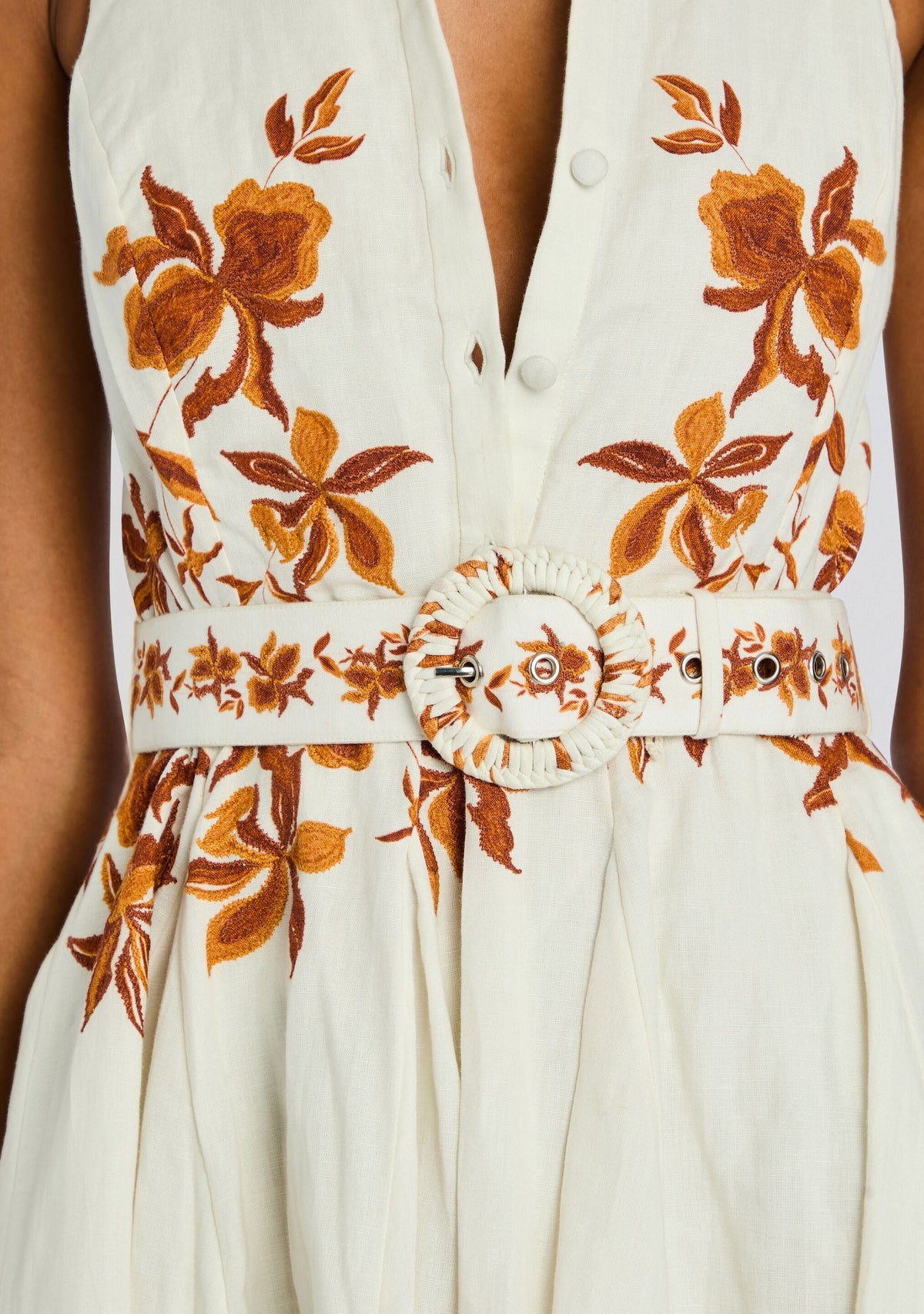 Ayra Short Dress with Belt Buckle by Hemant & Nandita in Ivory, product image 2