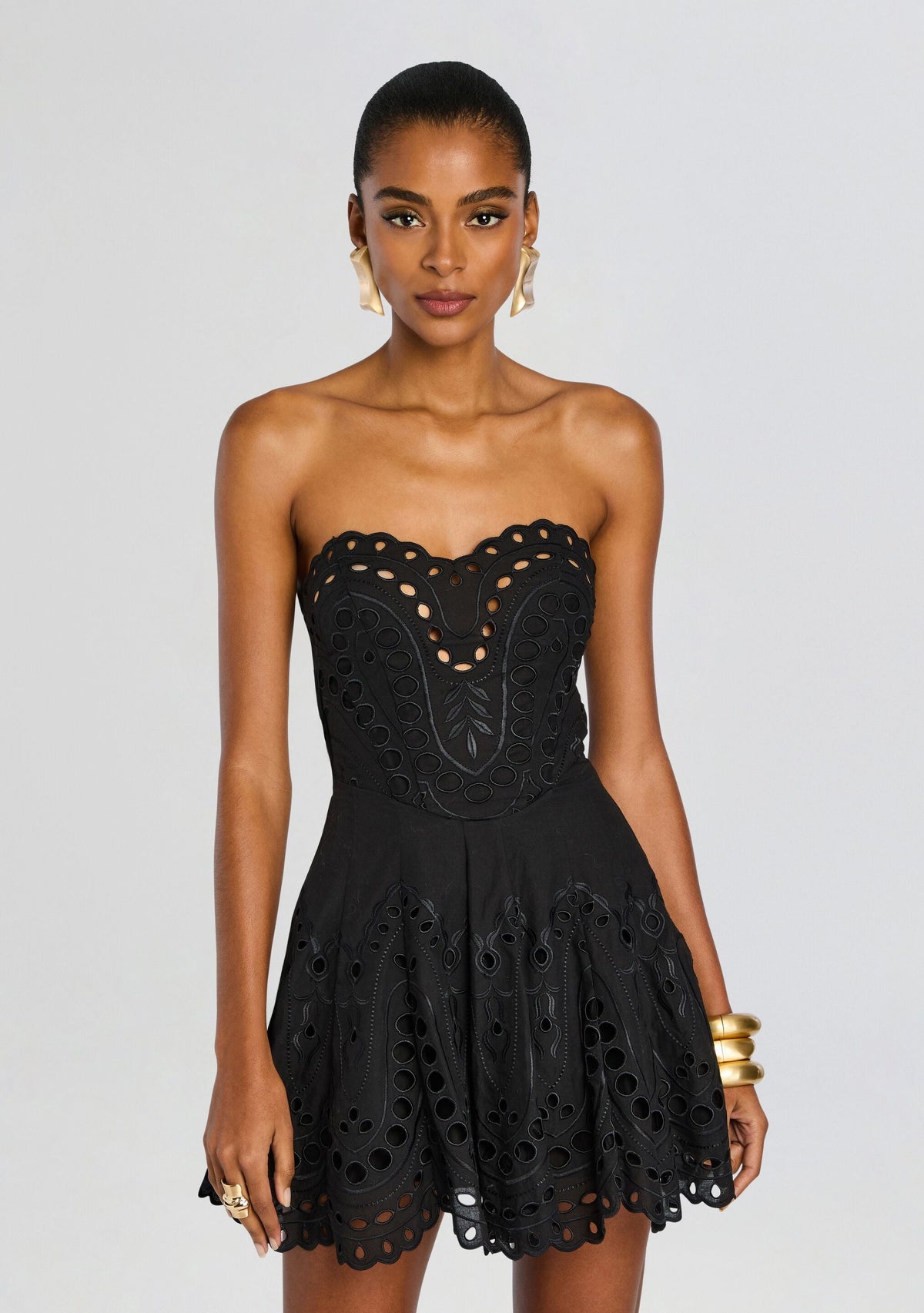 Bail Short Dress by Charo Ruiz in Black Sealace, product image 5