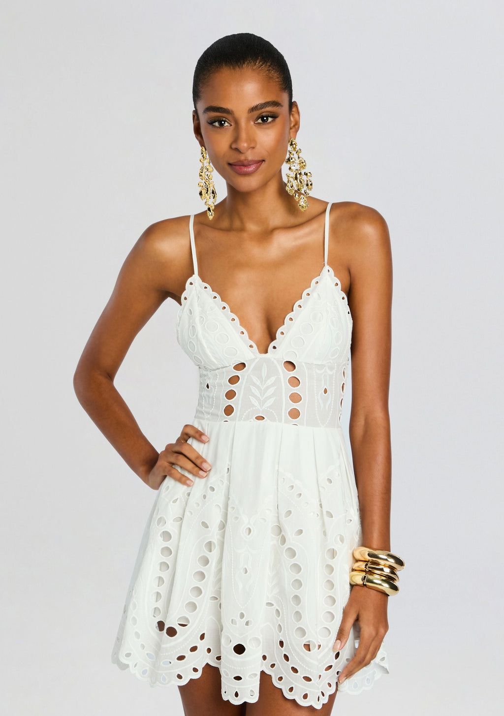 Nix Short Dress by Charo Ruiz in White Sealace, product image 5