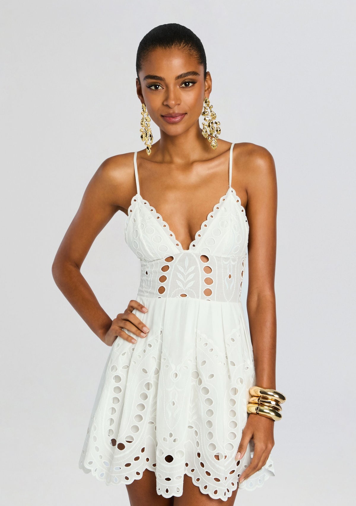 Nix Short Dress by Charo Ruiz in White Sealace, product image 5